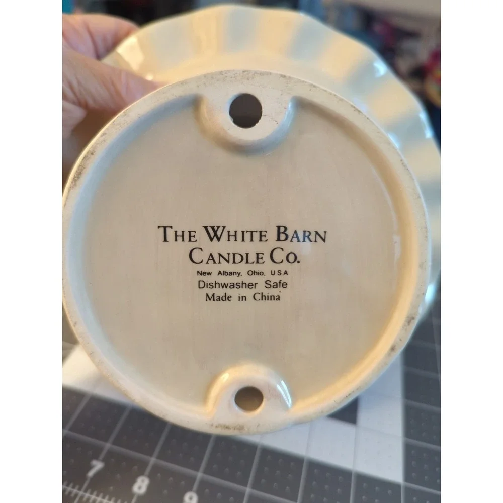 The White Barn Candle Co Ceramic Pedestal Cake Dish Candle Plate Birthday Ruffle